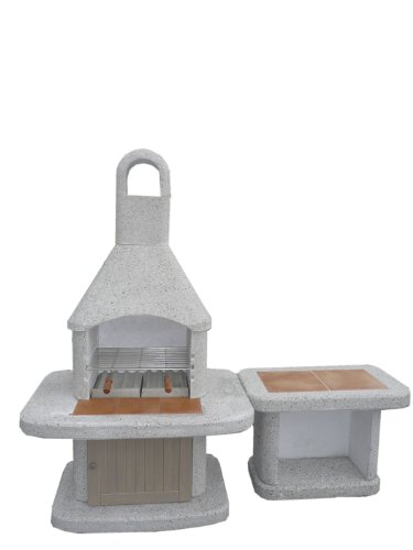 Grillkamin mit Beistelltisch und Holztür Modell Wellfire von Siesta