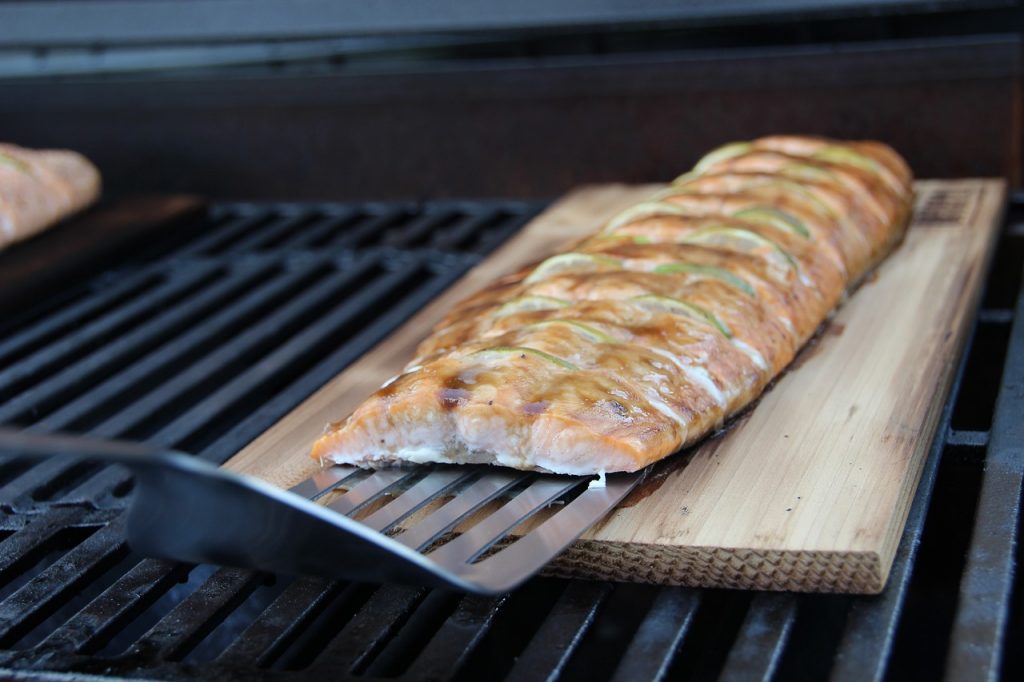 Grill Grillrost Lachs Grillen Holzkohle Glut