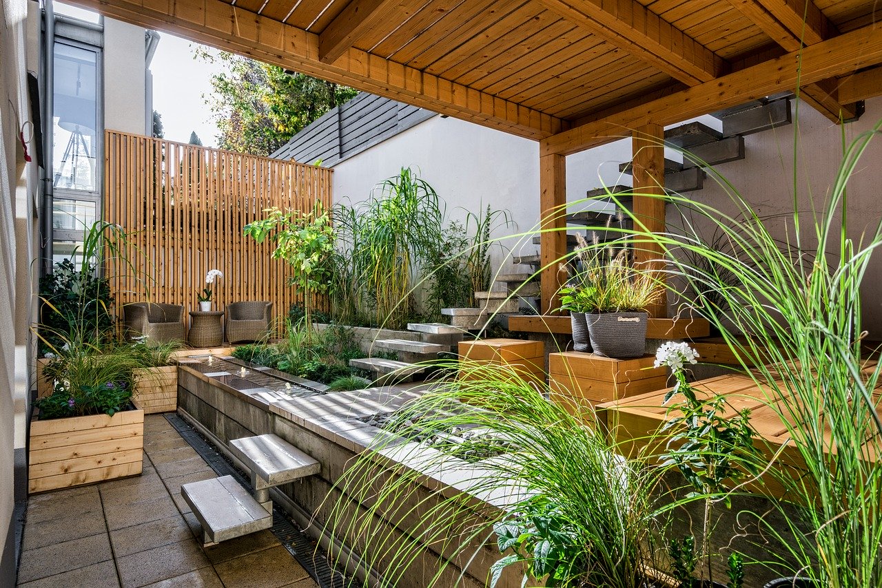 Terrasse Außenbereich Pflanze Lounge Sitzen