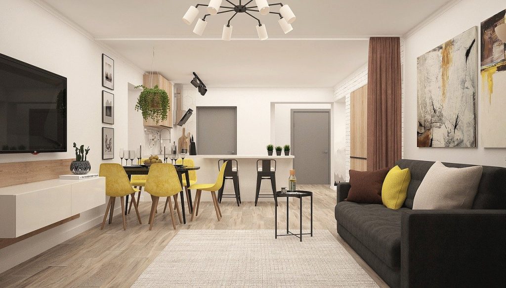 Küche Wohnung Offener Wohnraum Wohnzimmer Modern